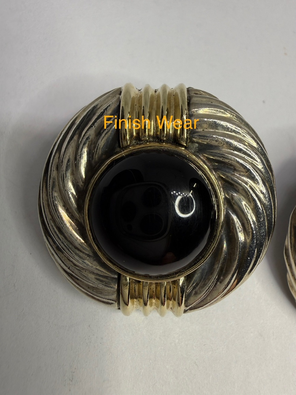 Designer Rigoberto Sterling Silver 14K Gold Onyx Clip-On Earrings Vintage Signed - Picture 15 of 16